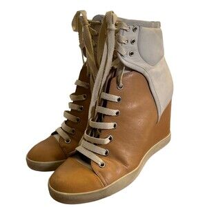 See by Chloe Colorblock Wedge Lace Up Sneaker EU 37.5 US 7/7.5